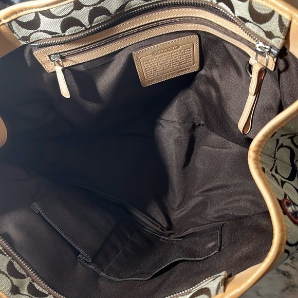 Coach VINTAGE Signature Tote Zip Top Canvas Fabric Rust Suede Top Handle Bag EUC - Picture 15 of 16